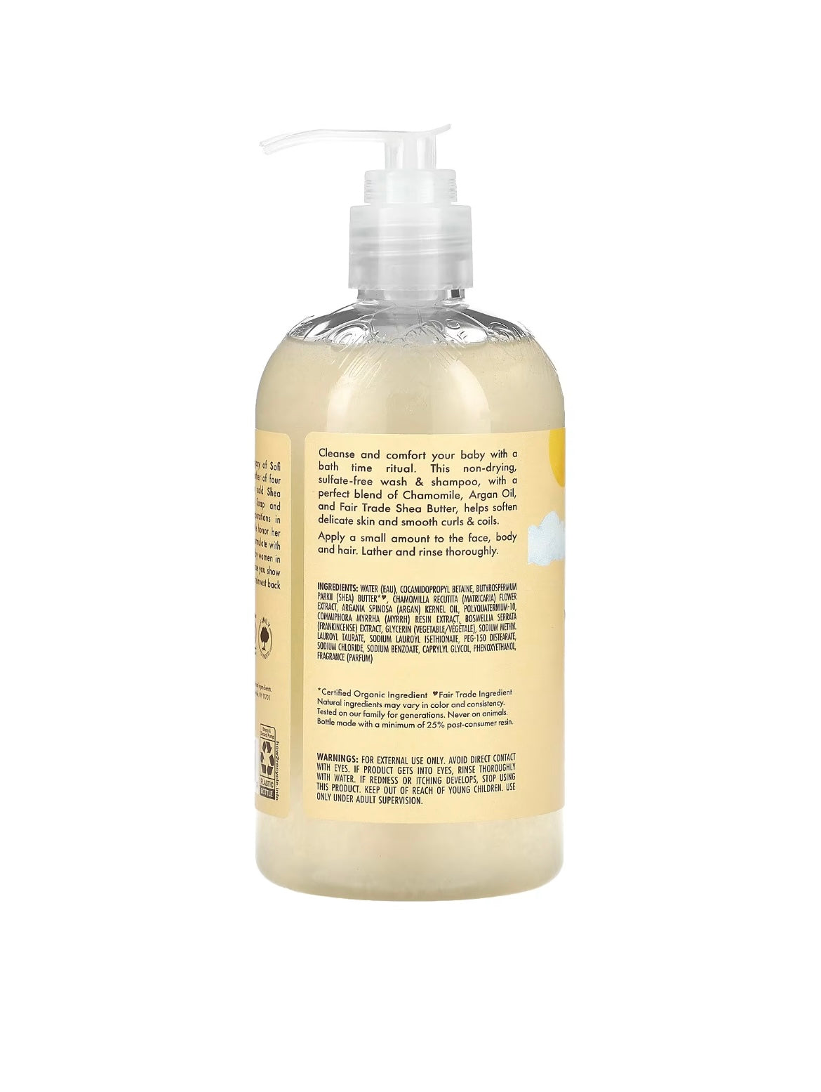 BABY Wash & Shampoo, Raw shea, Chamomile & Argan oil, Xom shea, Moychechak va Argan yog'i, chaqaloqlar uchun shampun, 384 ml
