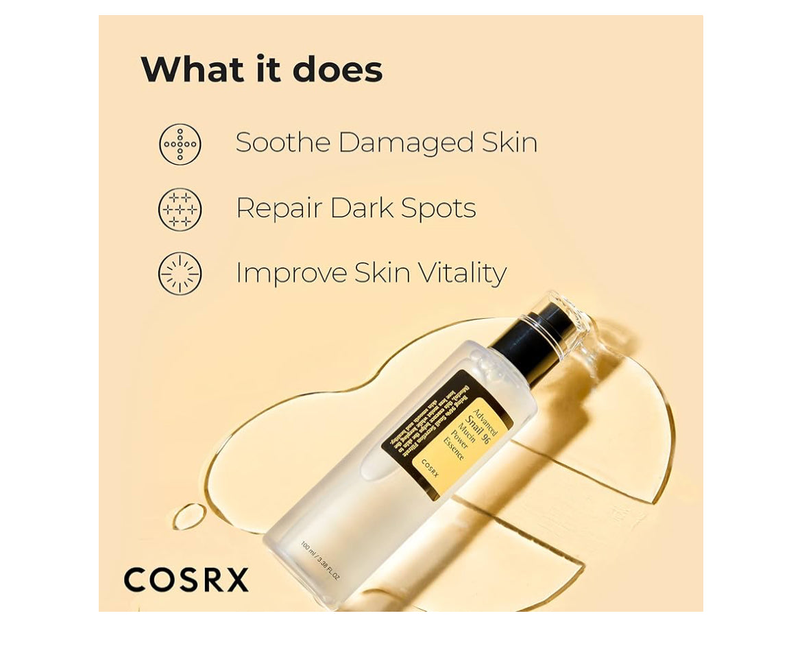 100 ml, COSRX Snail Essence, Snail 96, Mucin Snail Serum, Yuz uchun zardob