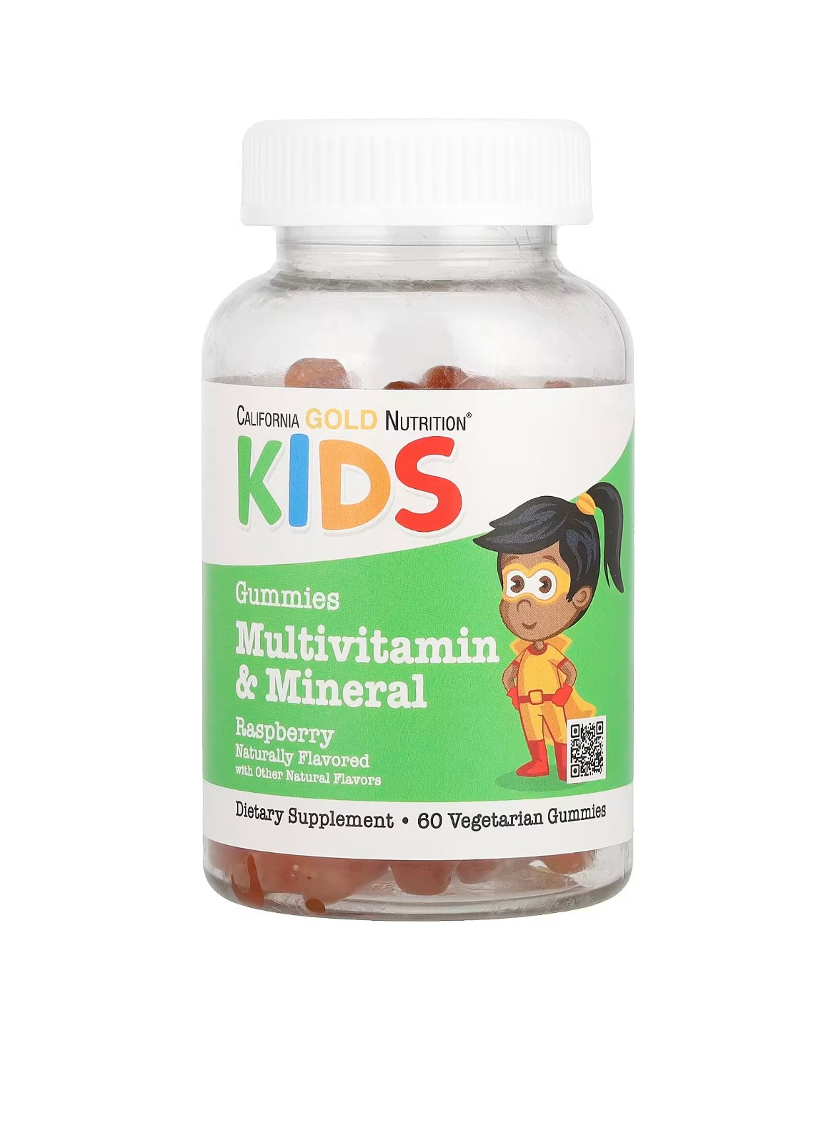 Kids Multivitamin, Bolalar uchun Multivitamin va Mineralllar, Jelatinsiz, Tabiiy malinali, 60 dona