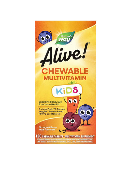 ALIVE, Kids chewable Multivitamin, Orange & Berry fruit, Chaynaluvchi Multivitamin, 120 dona