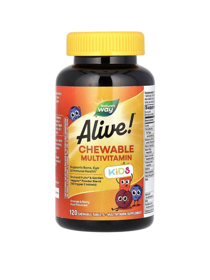 ALIVE, Kids chewable Multivitamin, Orange & Berry fruit, Chaynaluvchi Multivitamin, 120 dona