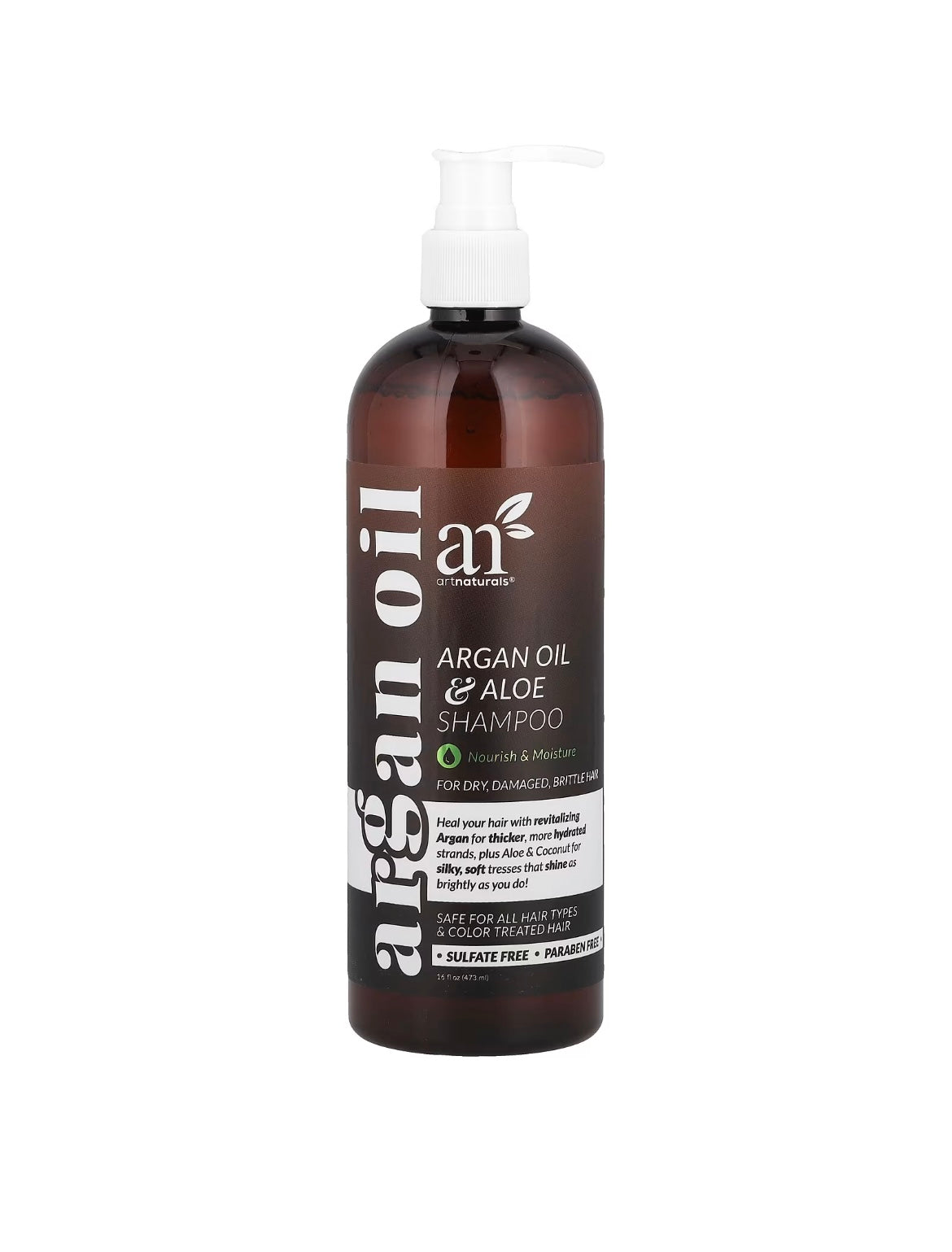 ARGAN Oil and Aloe Shampoo, Argan yog'i va Aloe Shampuni, Quruq, Shikastlangan va Mo'rt sochlar uchun, 473 ml