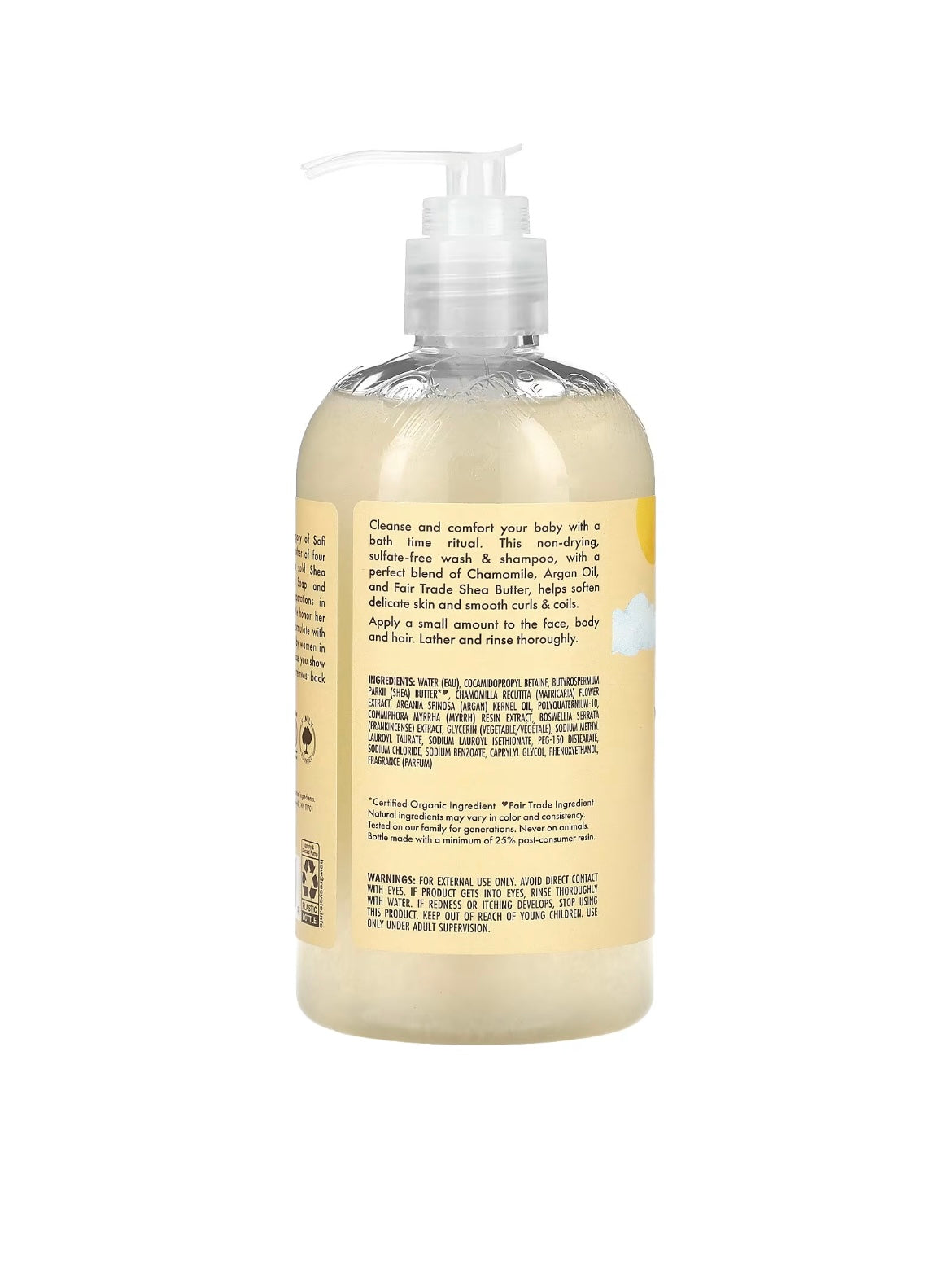 BABY Wash & Shampoo, Raw shea, Chamomile & Argan oil, Xom shea, Moychechak va Argan yog'i, chaqaloqlar uchun shampun, 384 ml