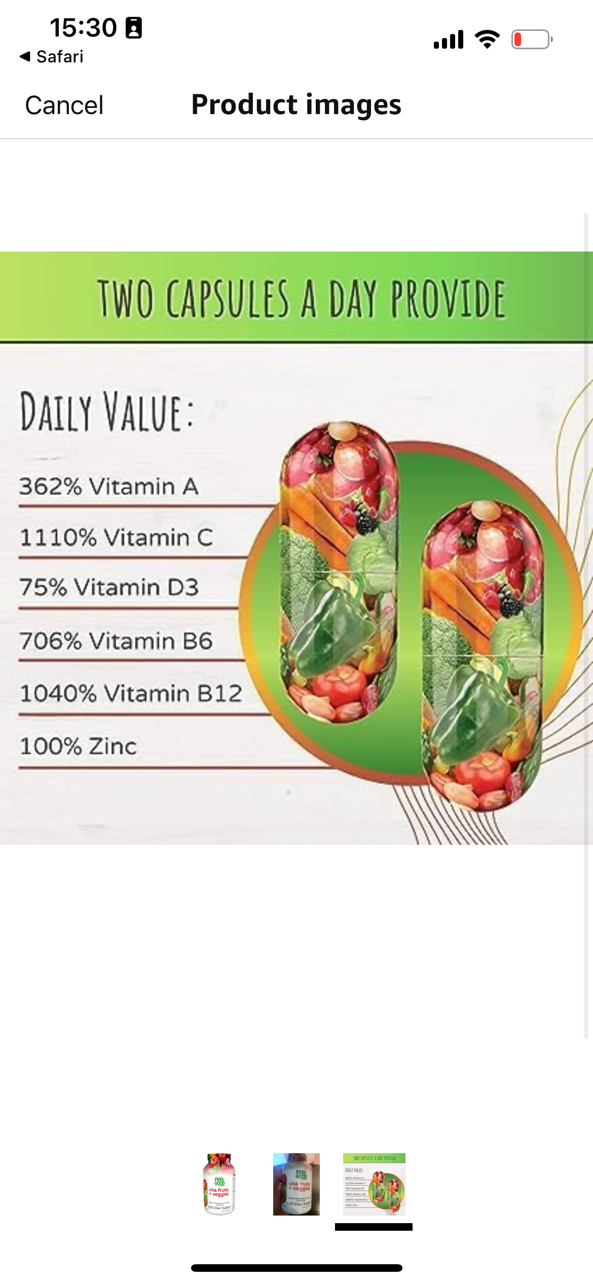 Vita Fruit+ veggies, Sabzavot va mevalar yetishmovchiligida Vitamin, 120 dona